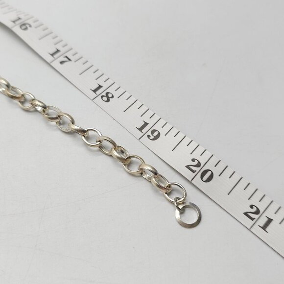 Multi Layer Silver Tone Statement Necklace With Chain Links Textured Leaf Charms - Picture 7 of 7